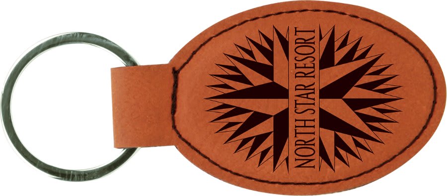 Laserable Leatherette Oval Keychain