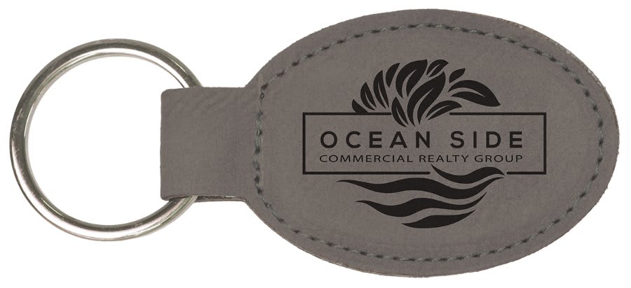 Laserable Leatherette Oval Keychain
