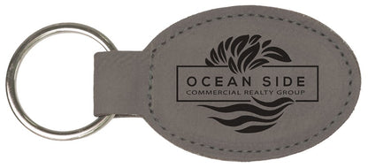 Laserable Leatherette Oval Keychain