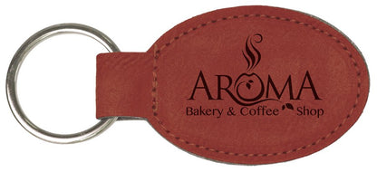 Laserable Leatherette Oval Keychain
