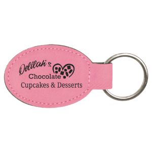 Laserable Leatherette Oval Keychain