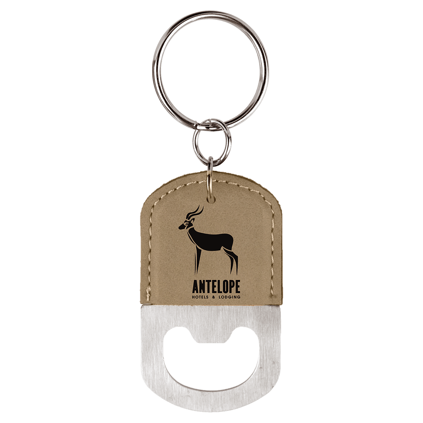Laserable Leatherette Oval Keychain