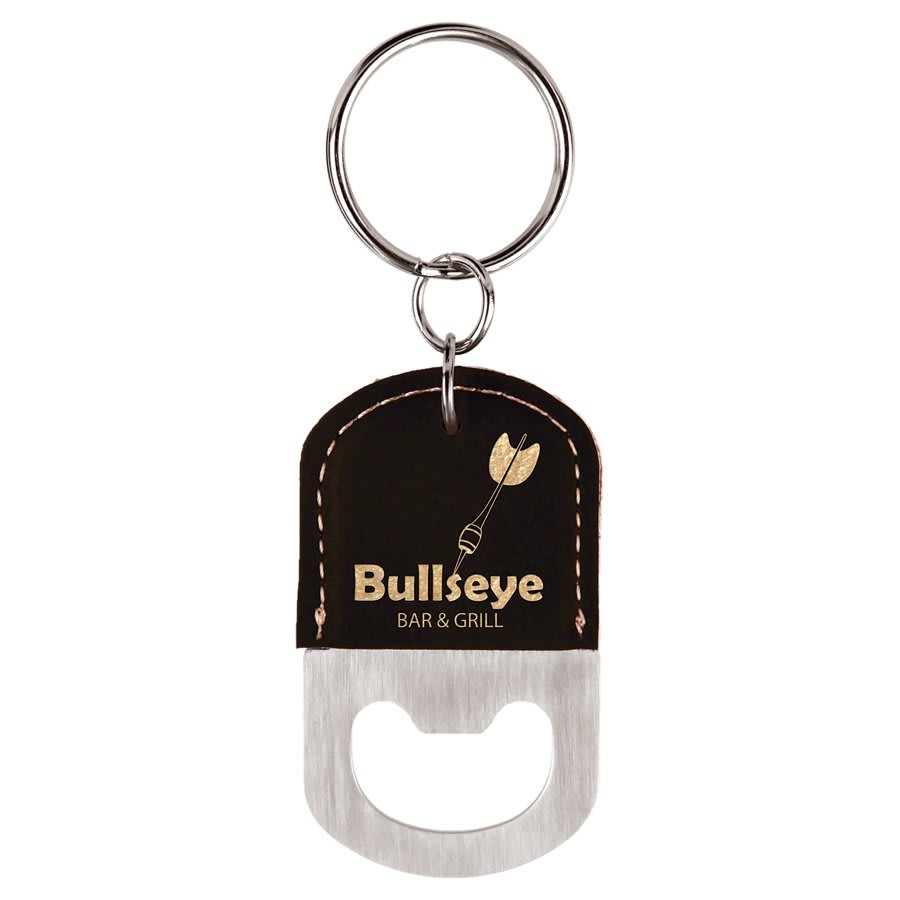 Laserable Leatherette Oval Keychain