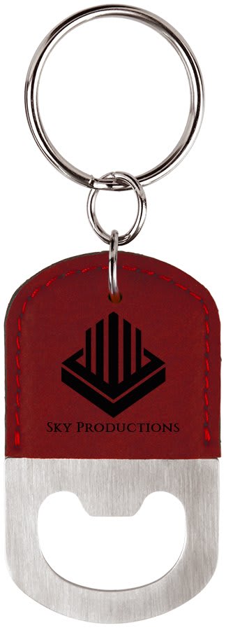 Laserable Leatherette Oval Keychain