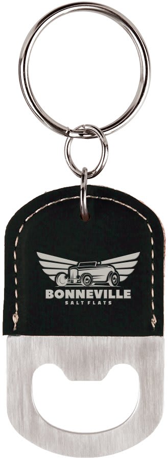 Laserable Leatherette Oval Keychain