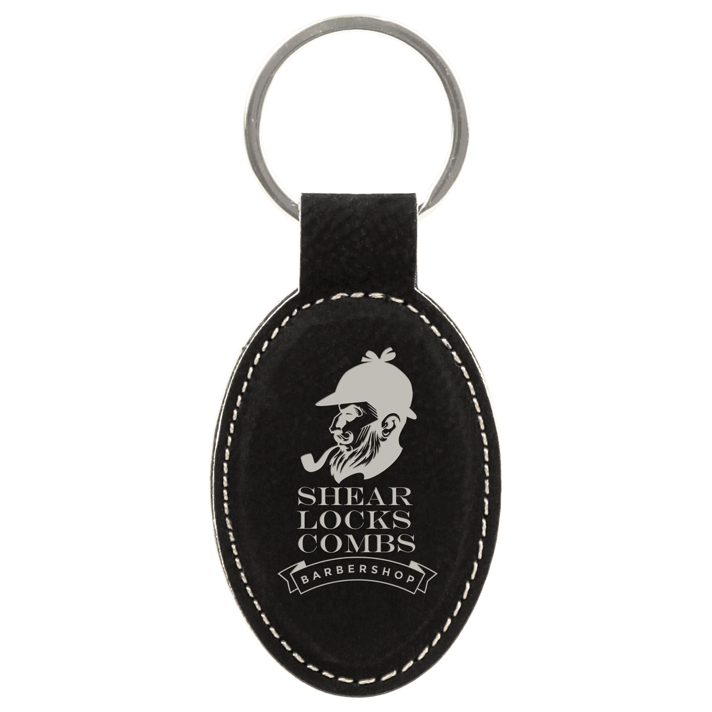 Laserable Leatherette Oval Keychain