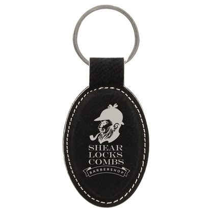 Laserable Leatherette Oval Keychain