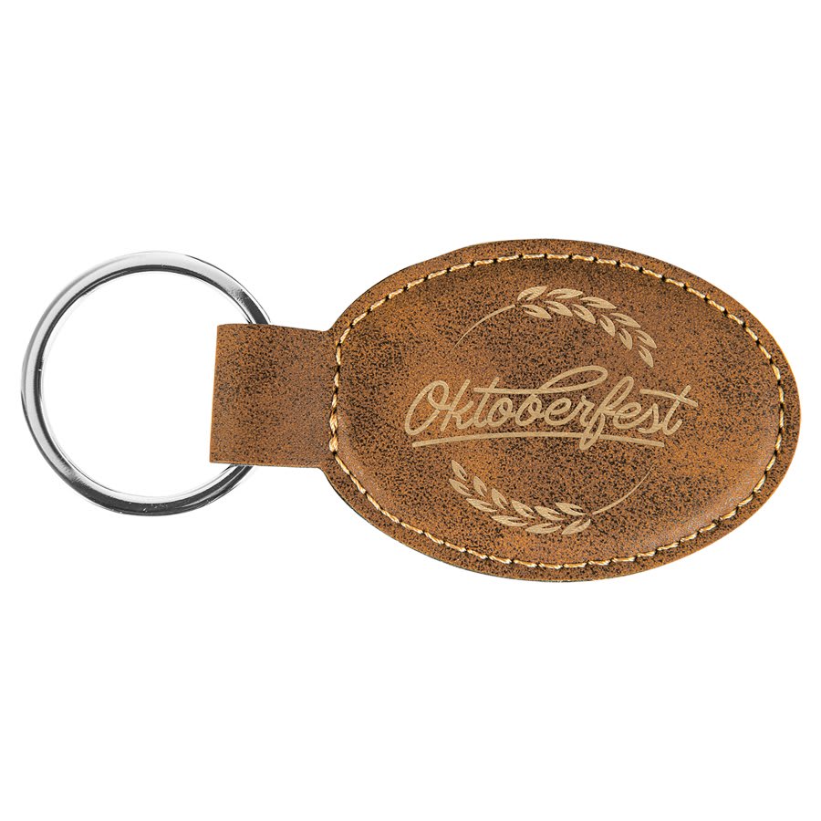 Laserable Leatherette Oval Keychain