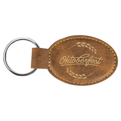 Laserable Leatherette Oval Keychain