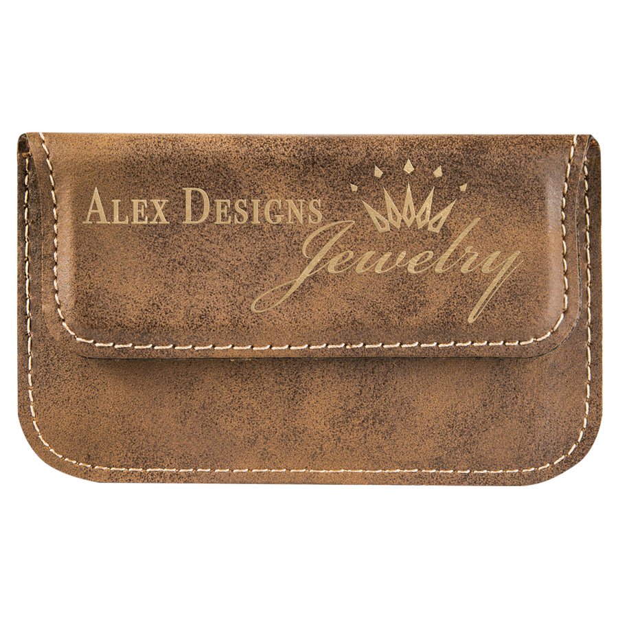 4 1/2" x 2 3/4" Laserable Leatherette Flexible Business Card Holder