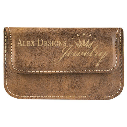 4 1/2" x 2 3/4" Laserable Leatherette Flexible Business Card Holder