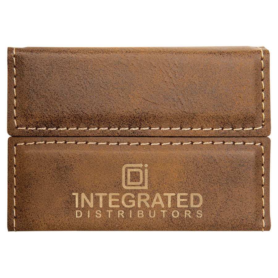 4 1/2" x 2 3/4" Laserable Leatherette Flexible Business Card Holder