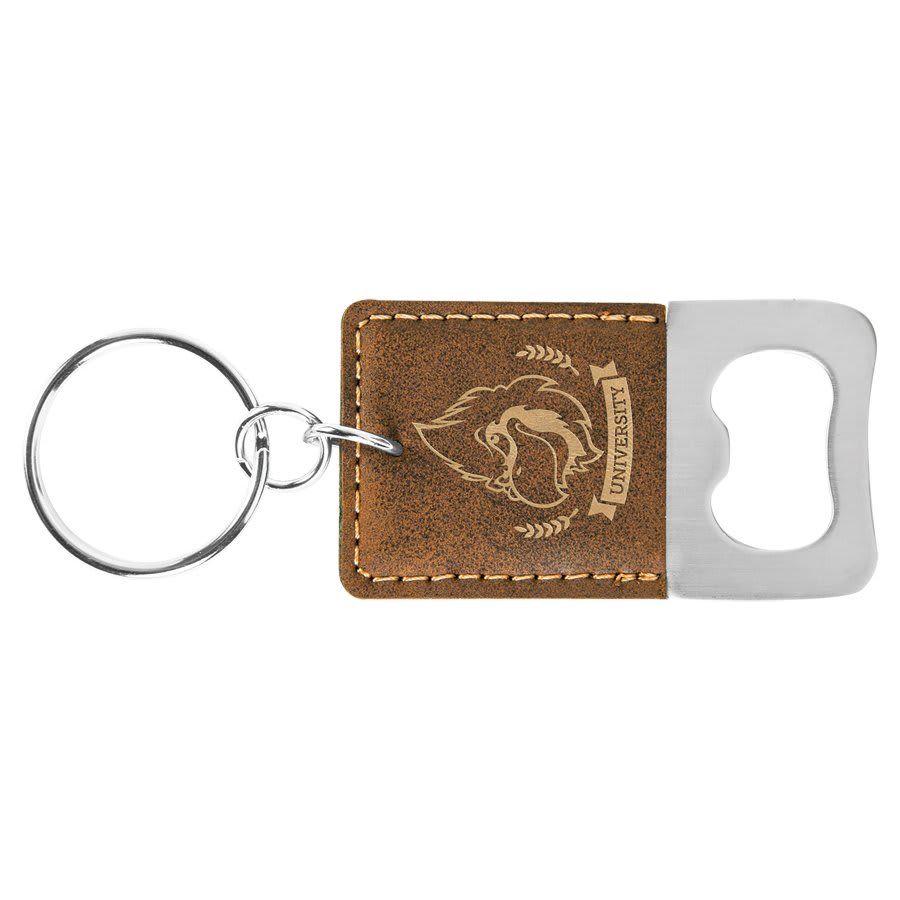 Laserable Leatherette Rectangle Keychain