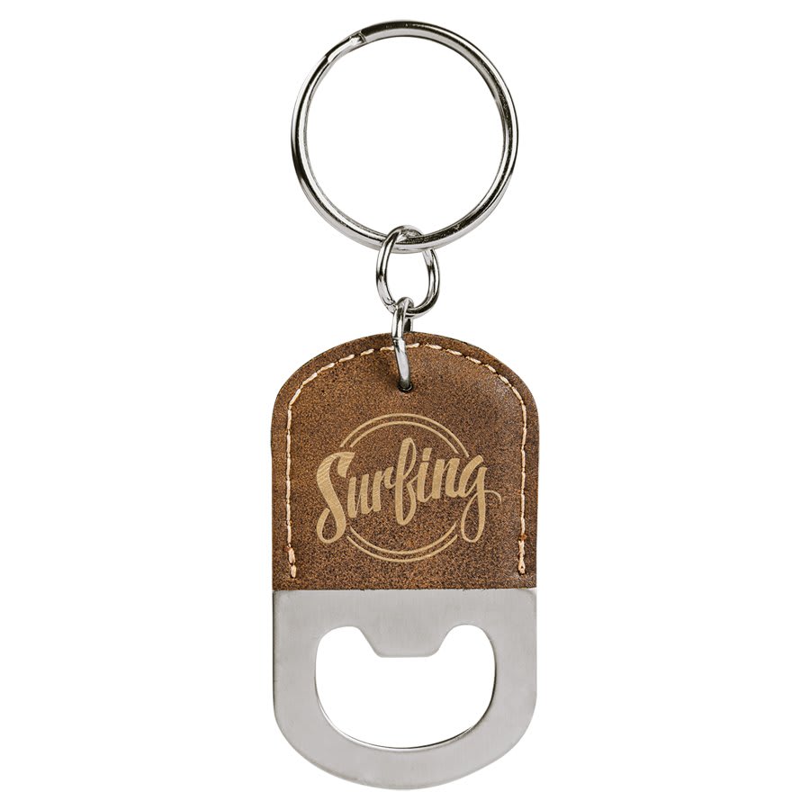 Laserable Leatherette Oval Keychain