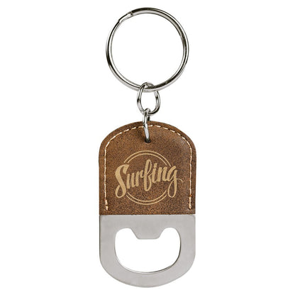 Laserable Leatherette Oval Keychain