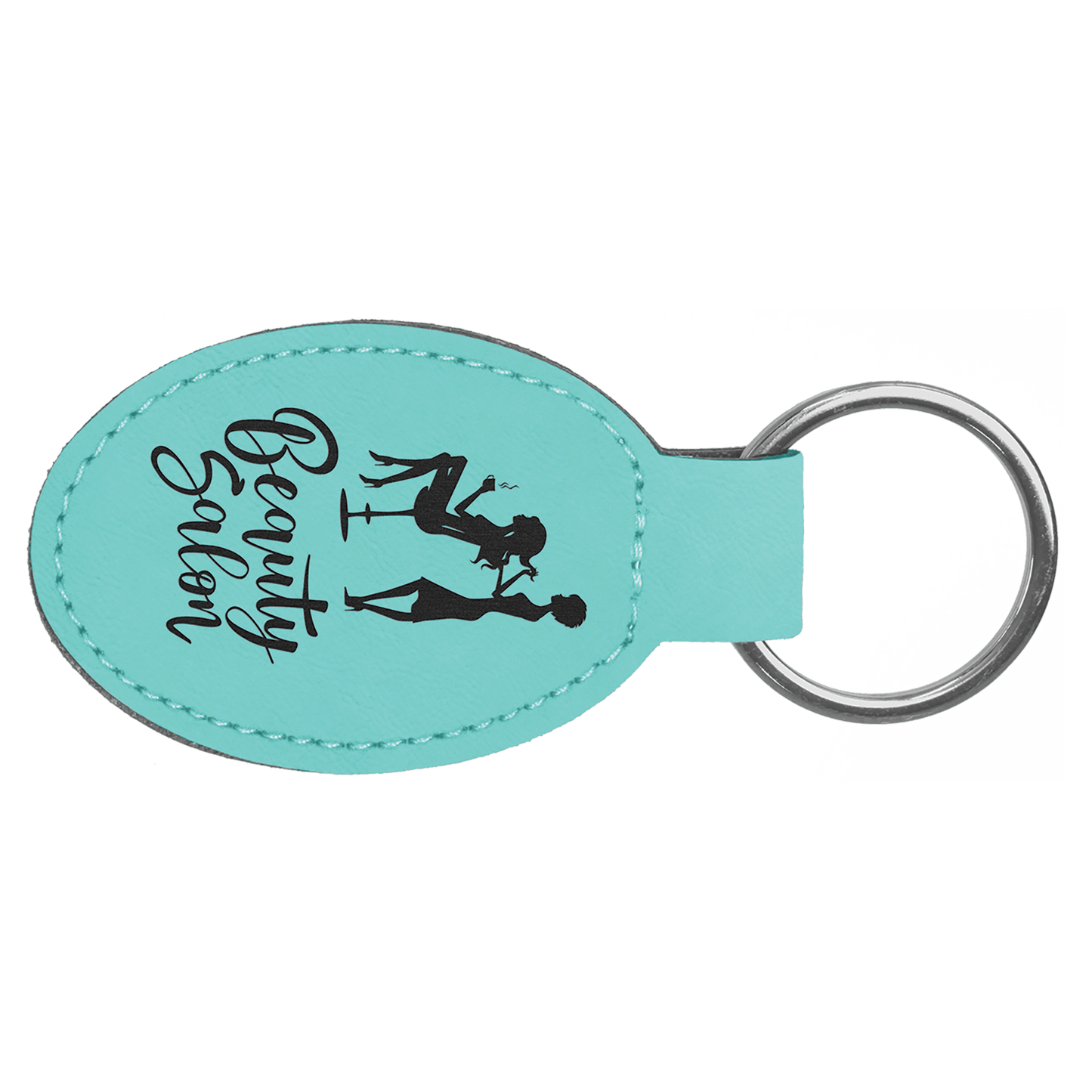 Laserable Leatherette Oval Keychain