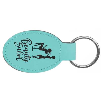 Laserable Leatherette Oval Keychain