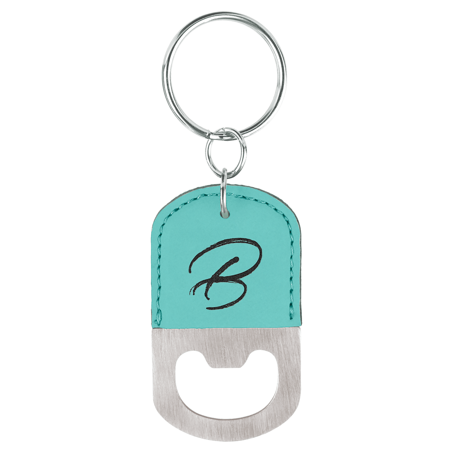 Laserable Leatherette Oval Keychain