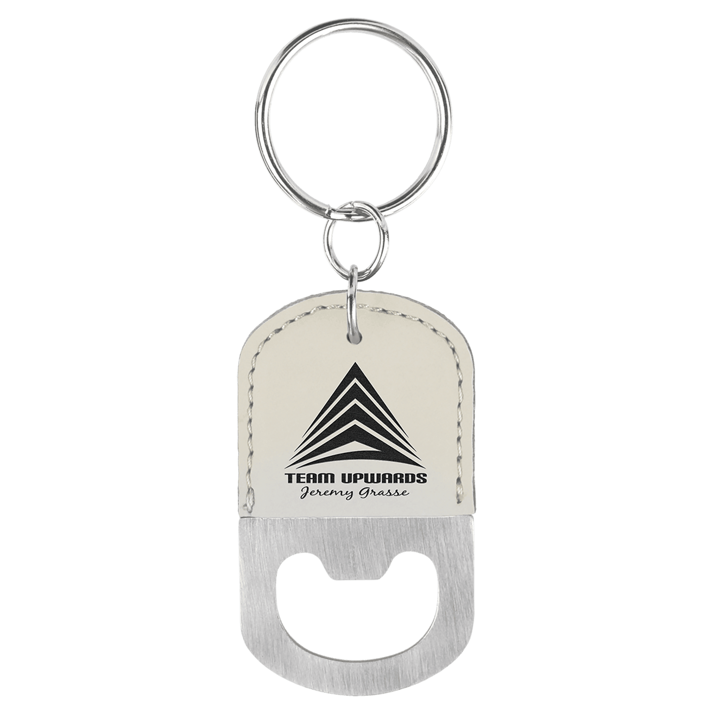 Laserable Leatherette Oval Keychain