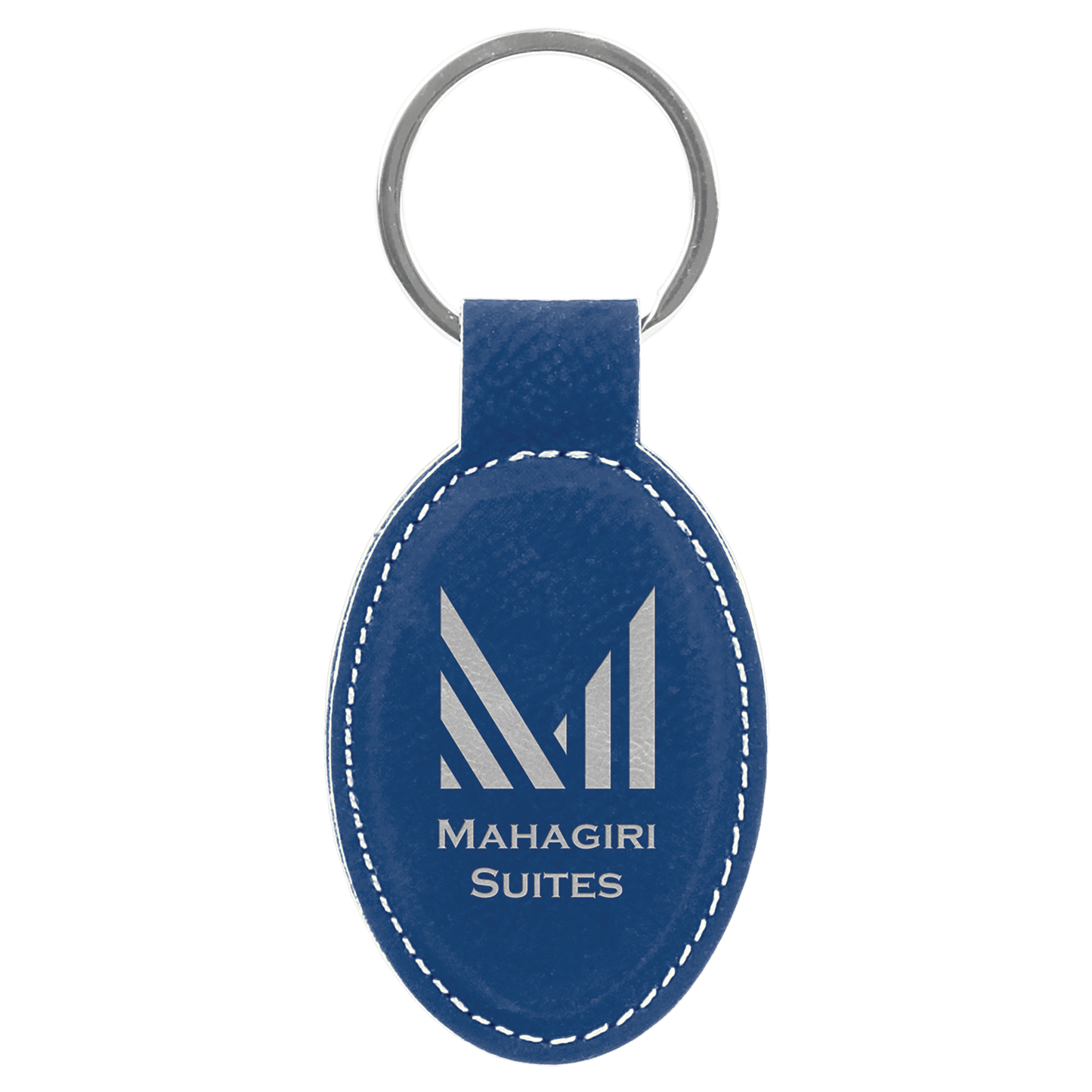 Laserable Leatherette Oval Keychain