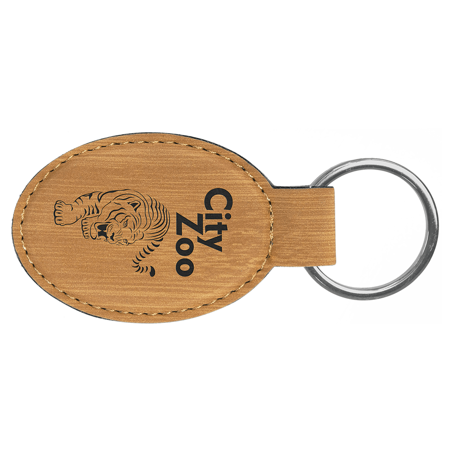 Laserable Leatherette Oval Keychain