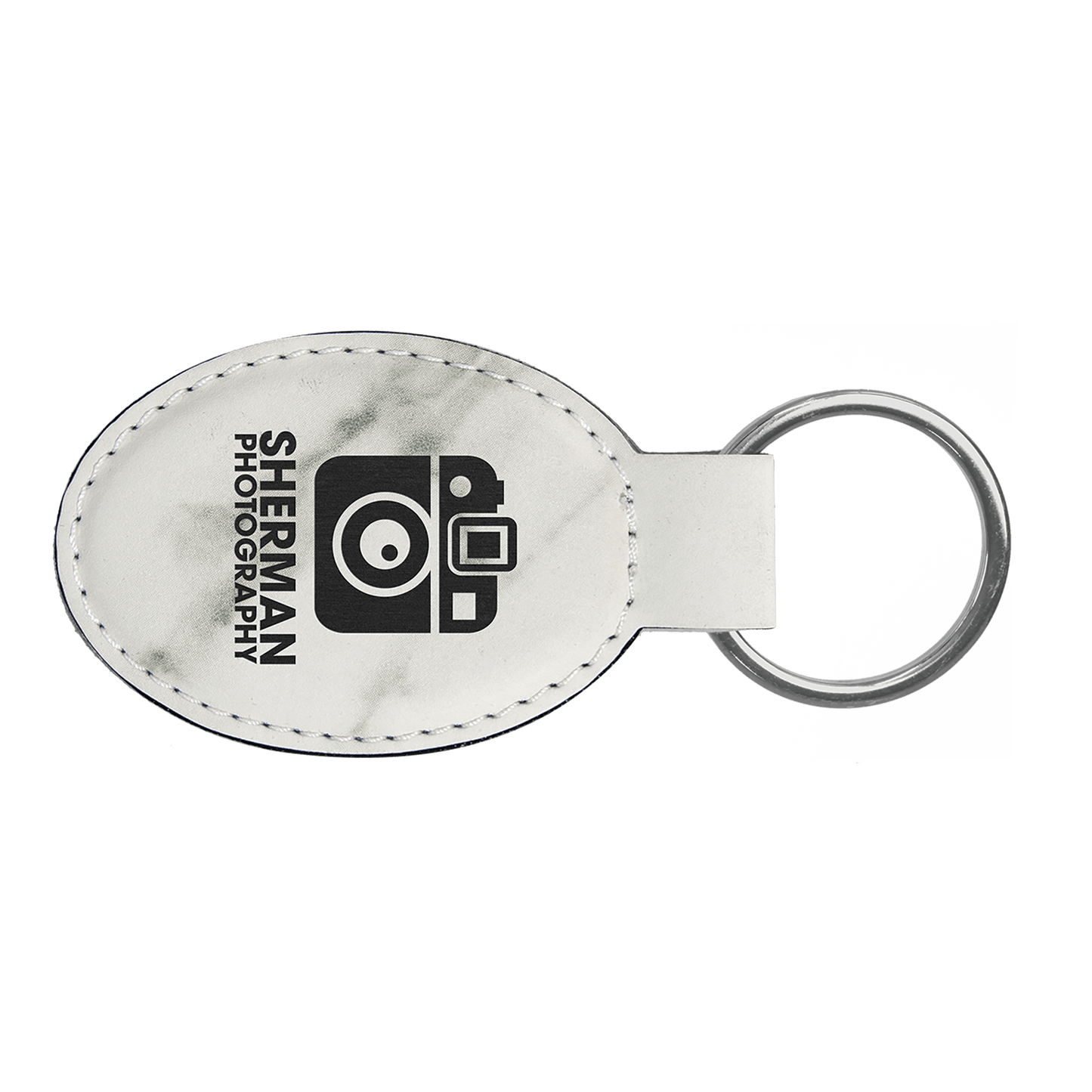 Laserable Leatherette Oval Keychain