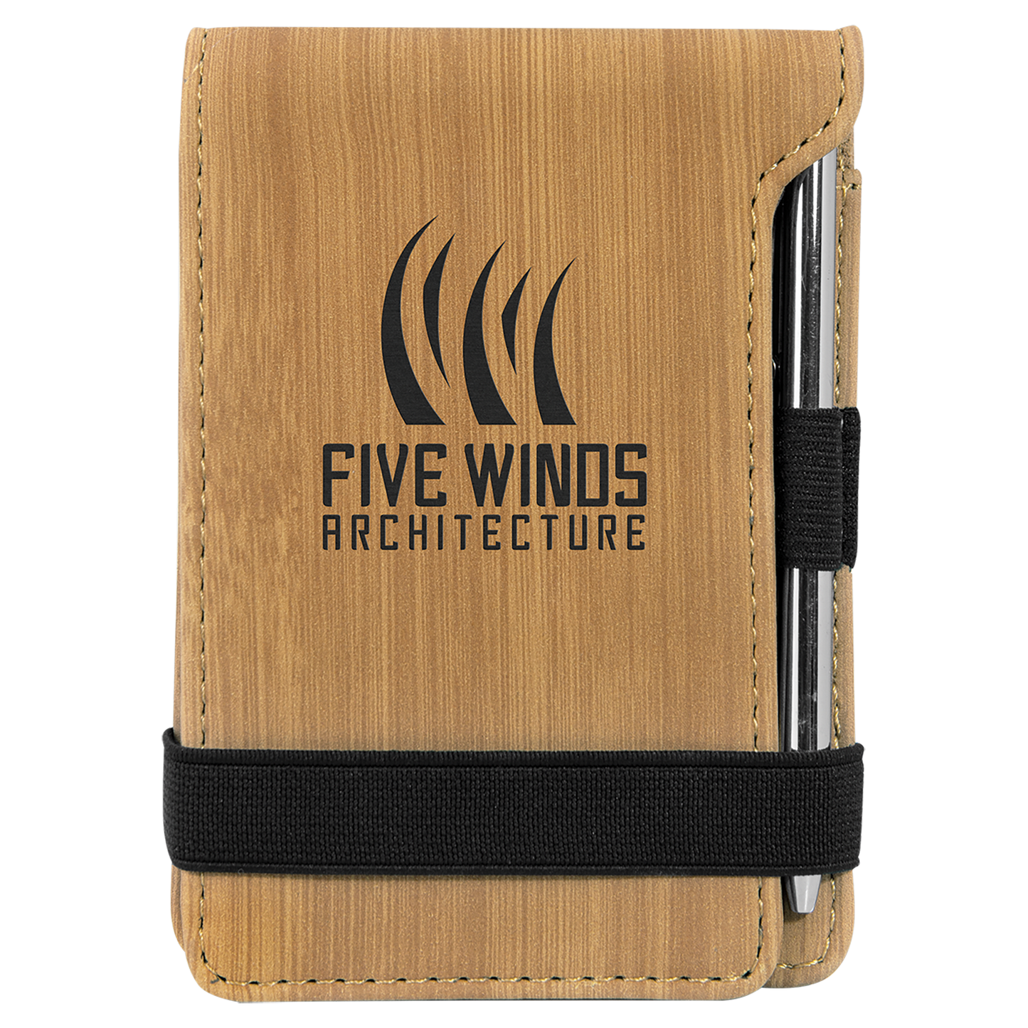 3 1/4" x 4 3/4" Laserable Leatherette Mini Notepad with Pen