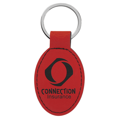 Laserable Leatherette Oval Keychain