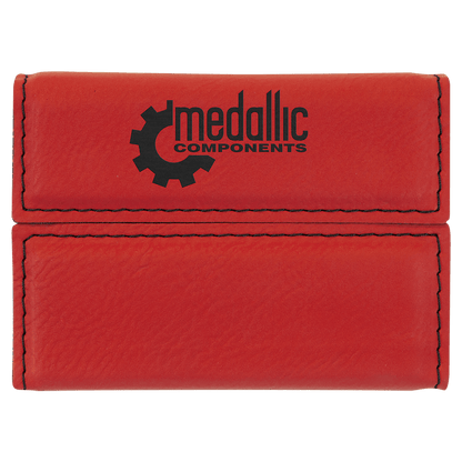 3 3/4" x 2 3/4" Laserable Leatherette Hard Business Card Holder