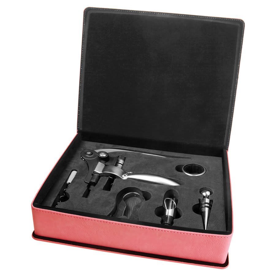Laserable Leatherette 5-Piece Wine Tool Gift Set